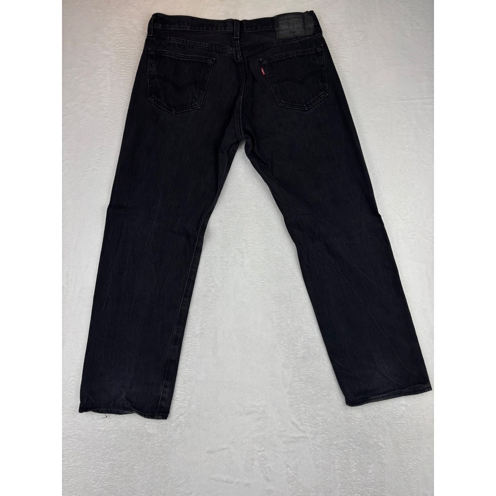Levis 501 Mens 36x32 Jeans Fuzzy Black Faded Straight Denim Jeans Grungy Wash - Picture 4 of 9